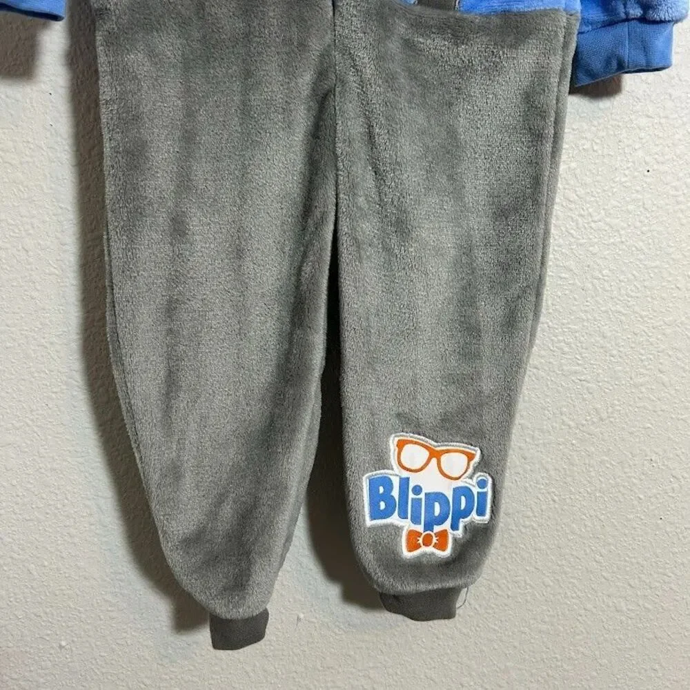 NWT Blippi Fleece One Piece Jumpsuit 2T Costume Hooded Halloween Cozy NEW